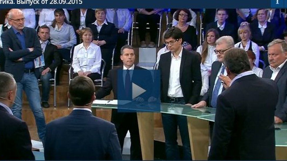 Michael Bohm (centre) during TV debate