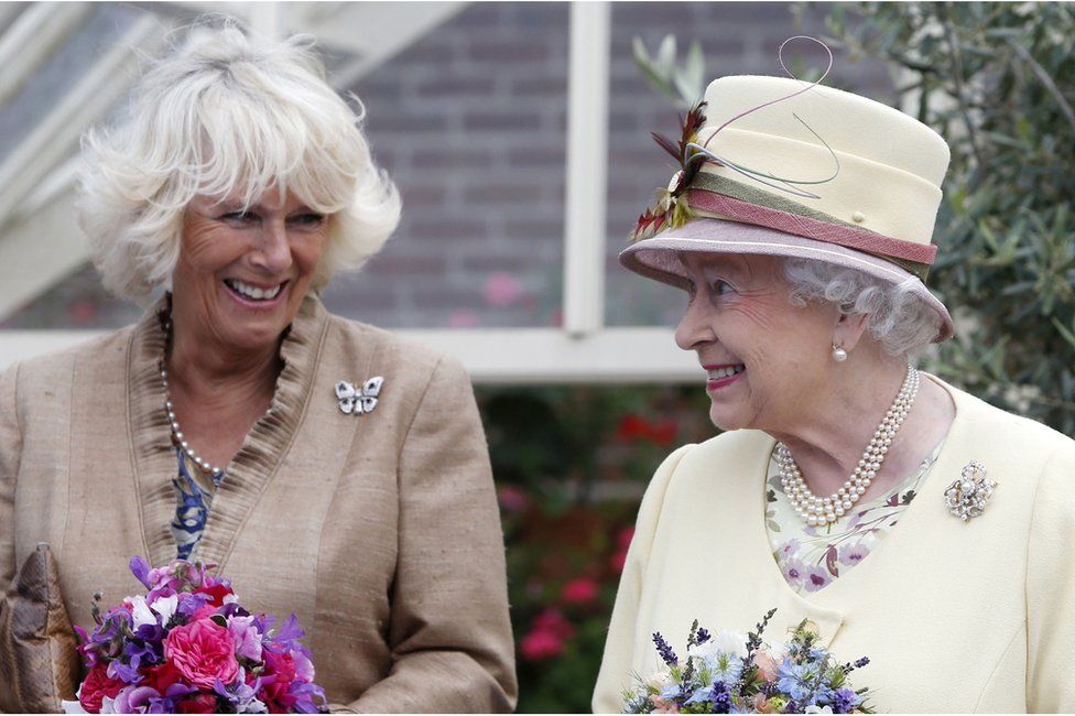 Camilla and the Queen in Cumnock, East Ayrshire, in 2014