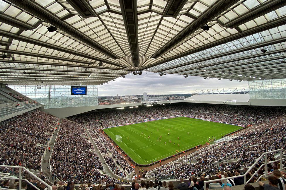 A general view of a football stadium inside