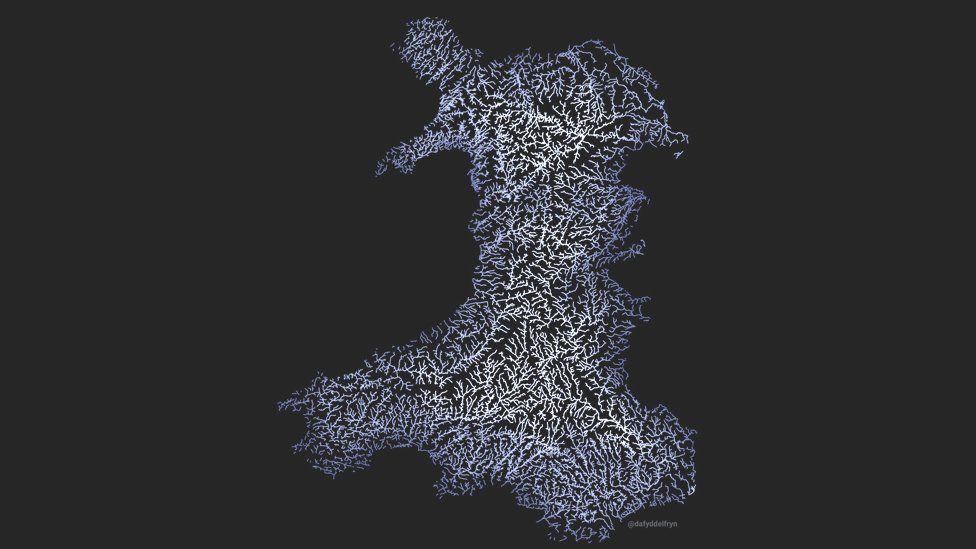 Map afonydd Cymru