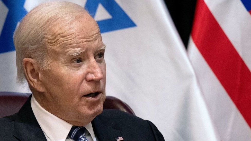 US President Joe Biden in Tel Aviv on 18 October 2023