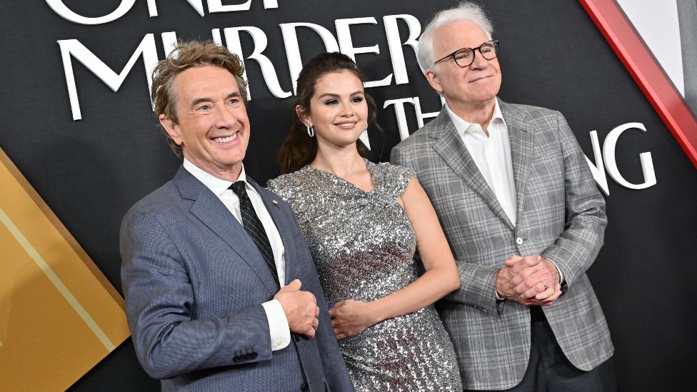 Martin Short, Selena Gomez, and Steve Martin attend the Los Angeles Premiere of "Only Murders In The Building" Season 2 at DGA Theater Complex on June 27, 2022 in Los Angeles, California
