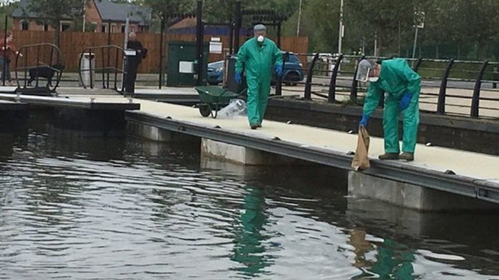 EA officers treating a canal