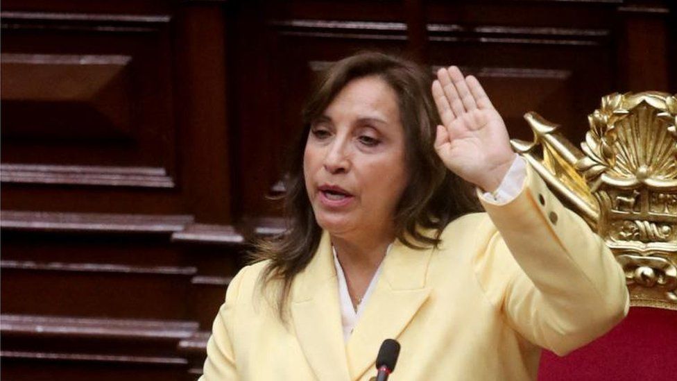 Dina Boluarte, who was called on by Congress to take the office of president after the legislature approved the removal of President Pedro Castillo in an impeachment trial, attends her swearing-in ceremony in Lima, Peru December 7, 2022.