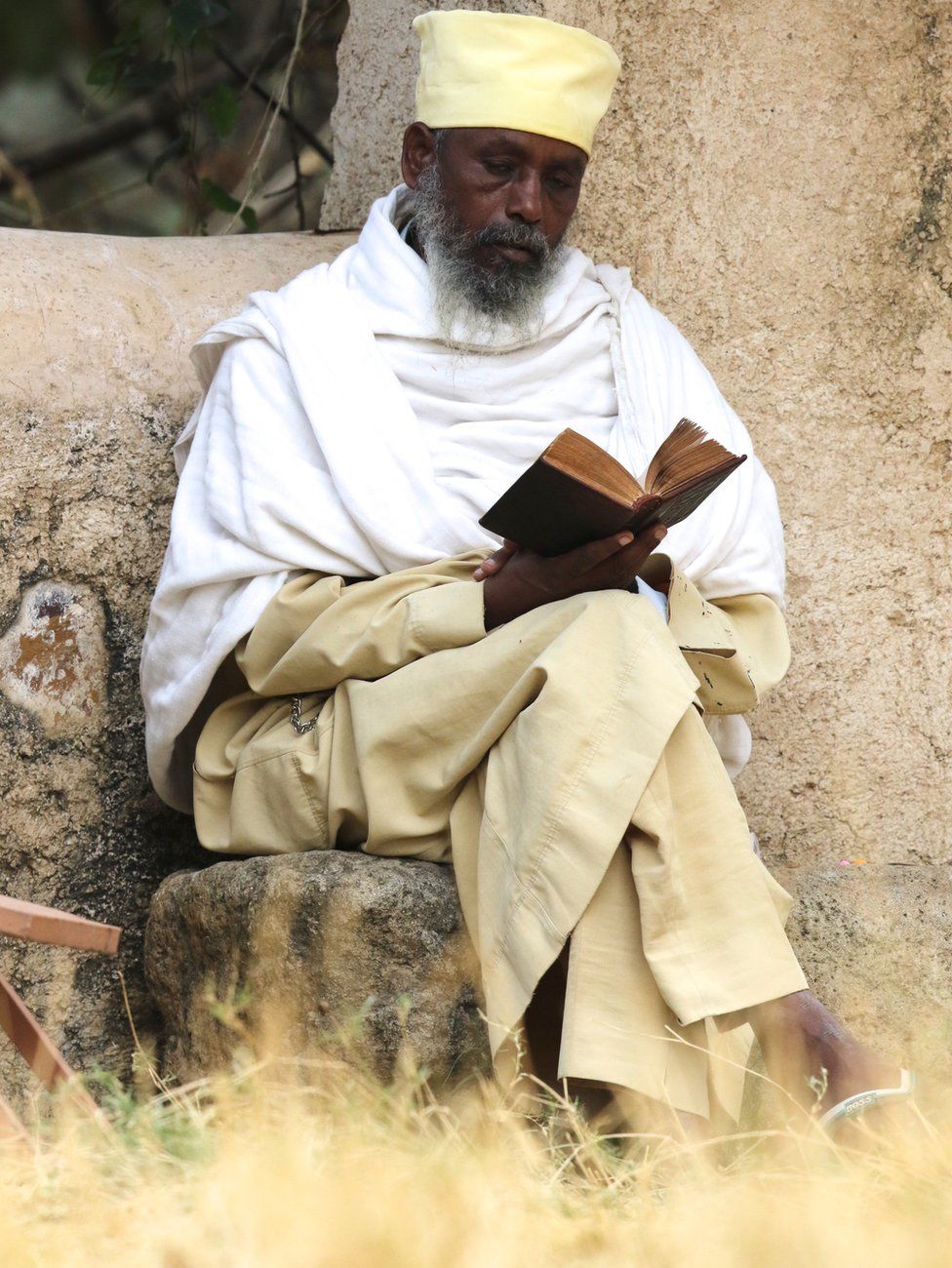 An Ethiopian monk reads the Bible