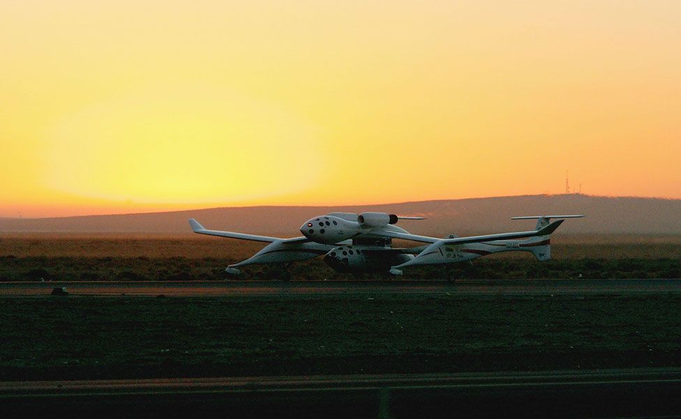 The White Knight takes off to launch SpaceShipOne for its second flight in a week to win the Ansari Xprize in 2004