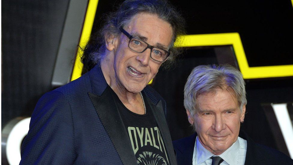 Peter Mayhew and Harrison Ford pictured at the European Premiere of Star Wars: The Force Awakens in 2015