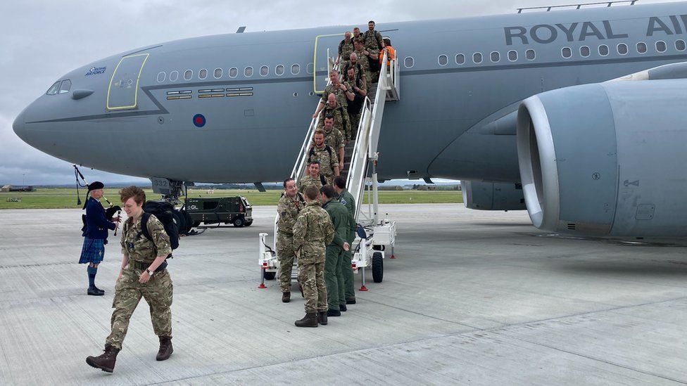 RAF pilots returning from duty