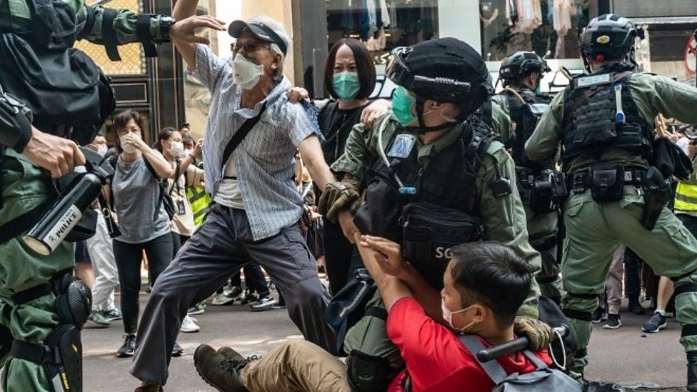 Protesters in Causeway Bay, Hong Kong