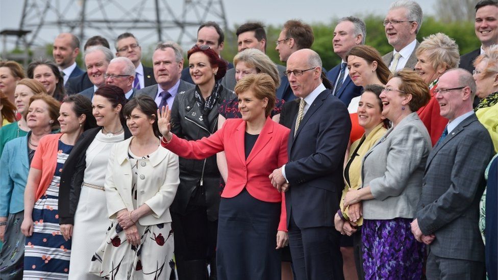 Nicola Sturgeon with SNP MSPs