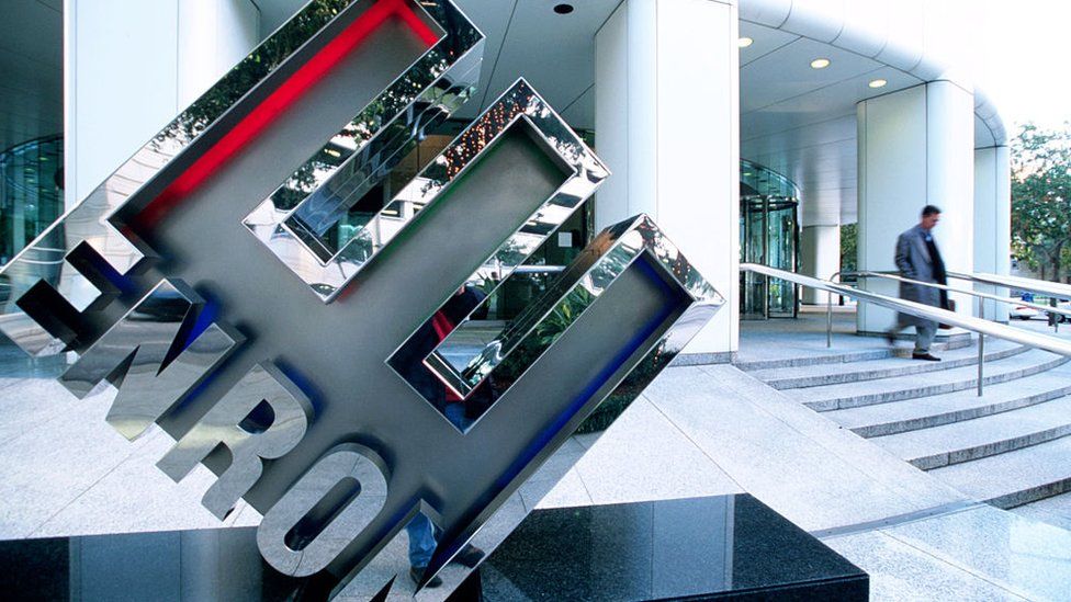 View of the logo outside of Enron Headquarters