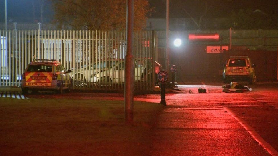 Police at the scene of the Belfast crash