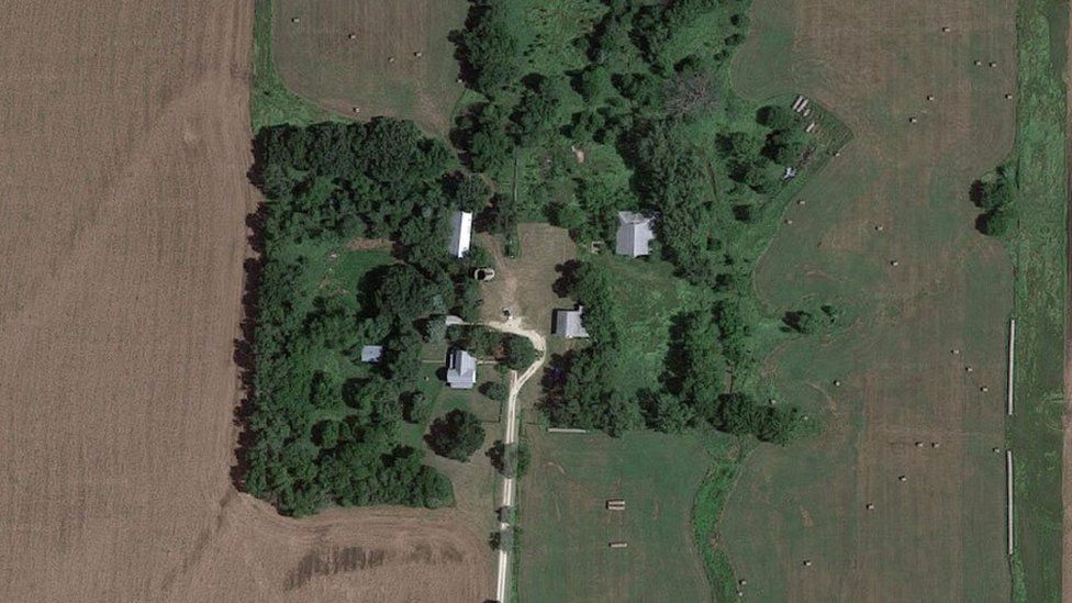 An aerial view of the farm as shown by Google Earth