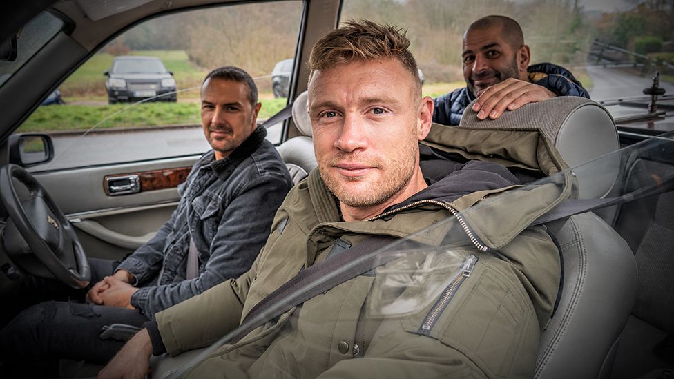 Andrew Flintoff, Paddy McGuinness and Chris Harris on Top Gear