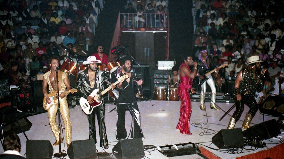 The Isley Brothers on stage in 1981