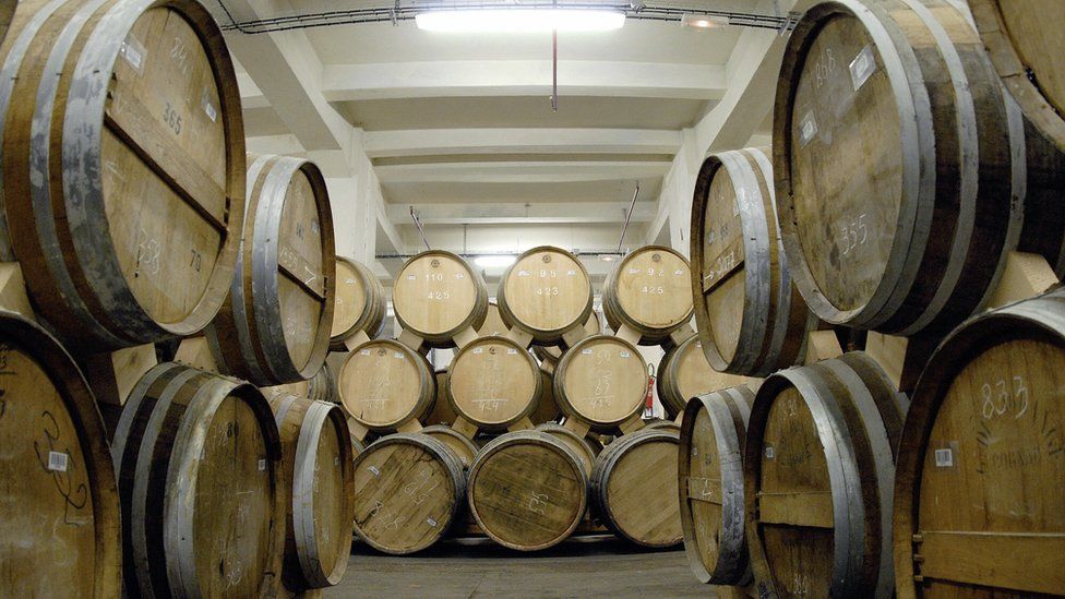 Brandy barrels in Armenia