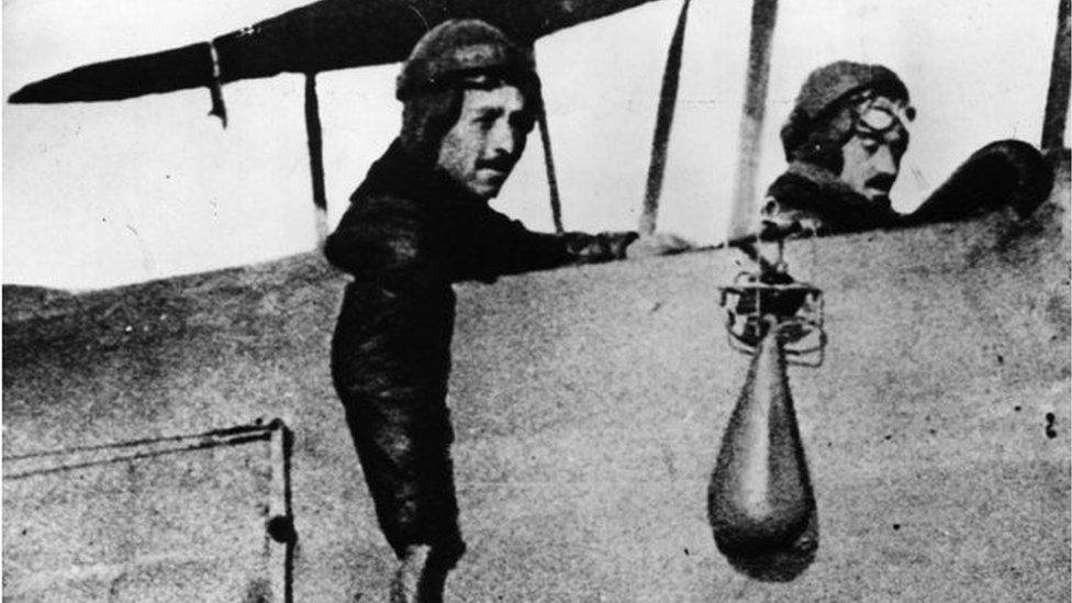 Pilots ready to drop bombs by hand