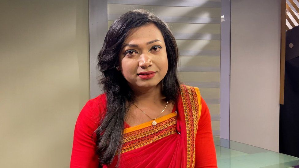 Tashnuva Anan Shishir, 29, read the news for a private TV station on Monday