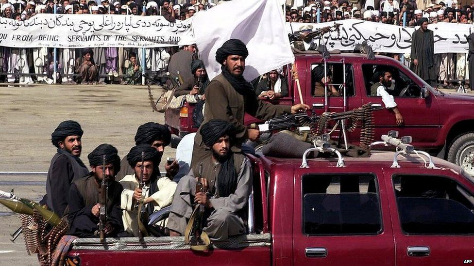 Taliban fighters on parade in Kabul (file photo)