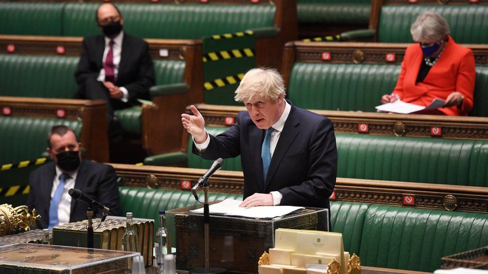 Boris Johnson during the debate on the Queen's speech