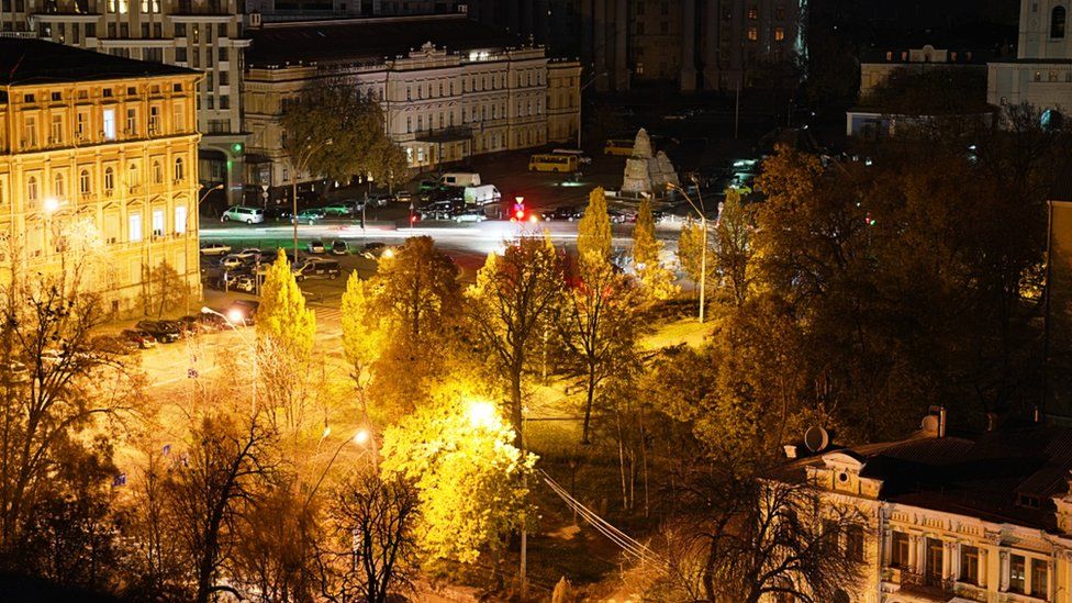 Ukraine's capital Kyiv at night