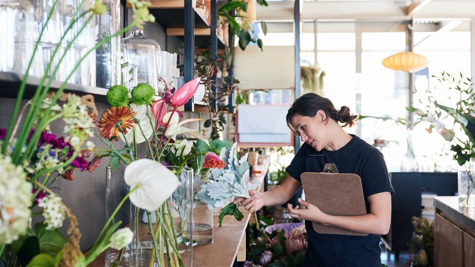 Woman in florists shop