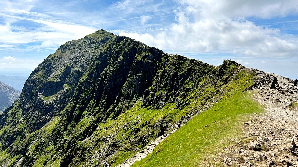 The summit of Snowdon on a sunny day 