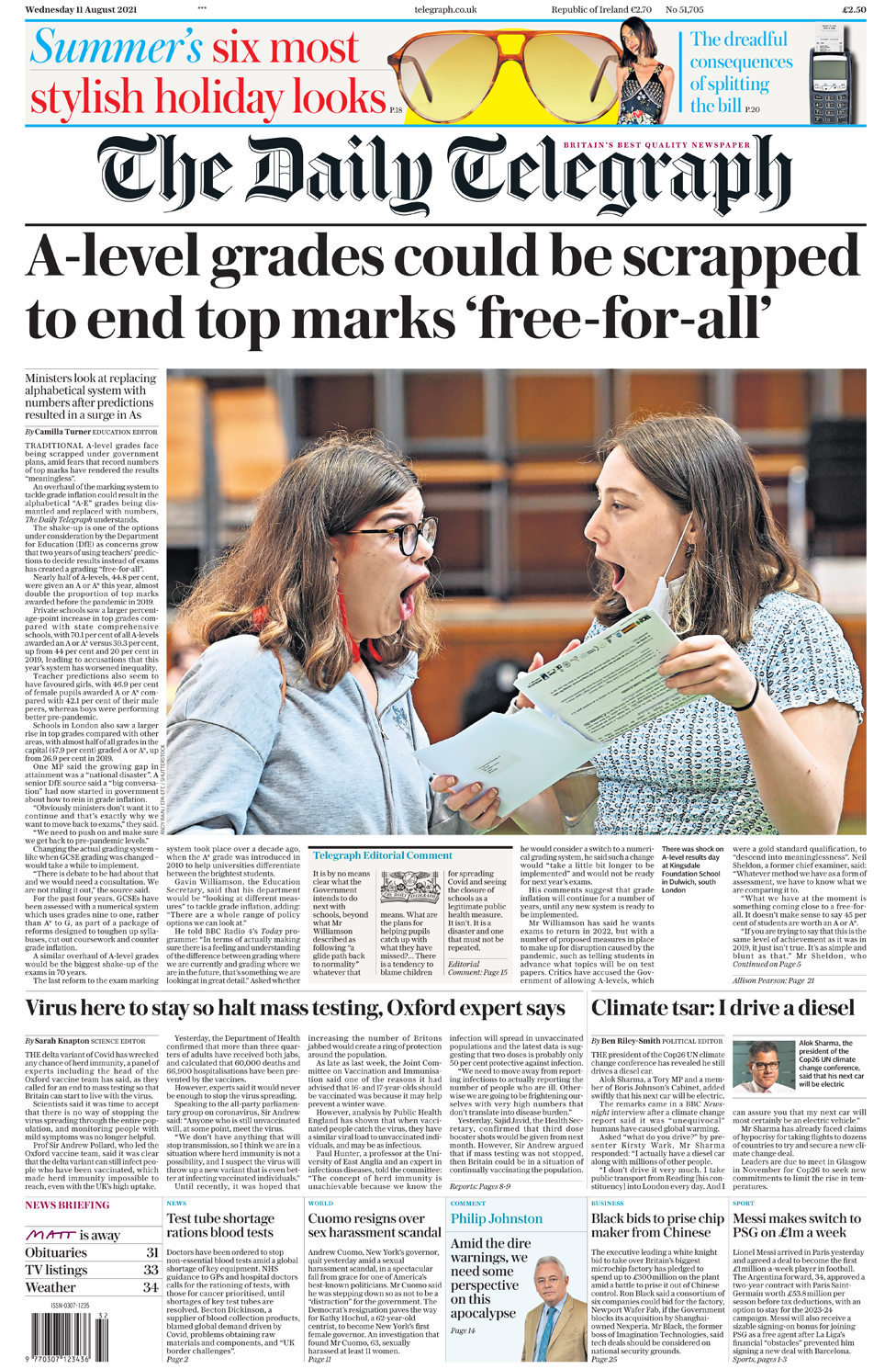 Daily Telegraph 11 августа 2021 г.