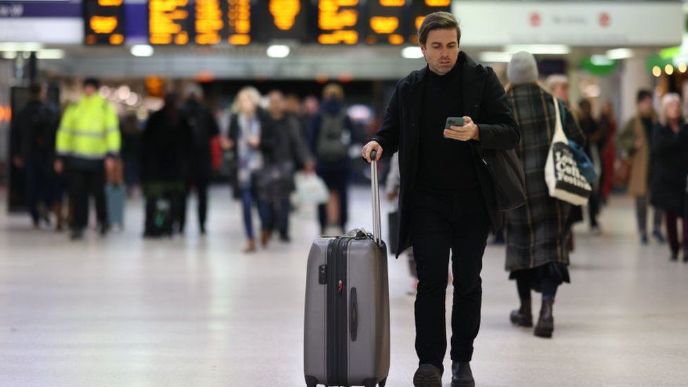 Man at train station