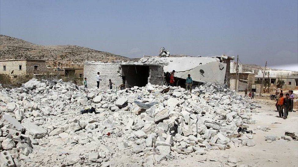Site of alleged air strike in Idlib by anti-IS US-led coalition