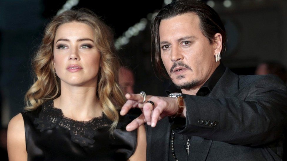 Amber Heard and Johnny Depp, at a film premiere in London in October 2015