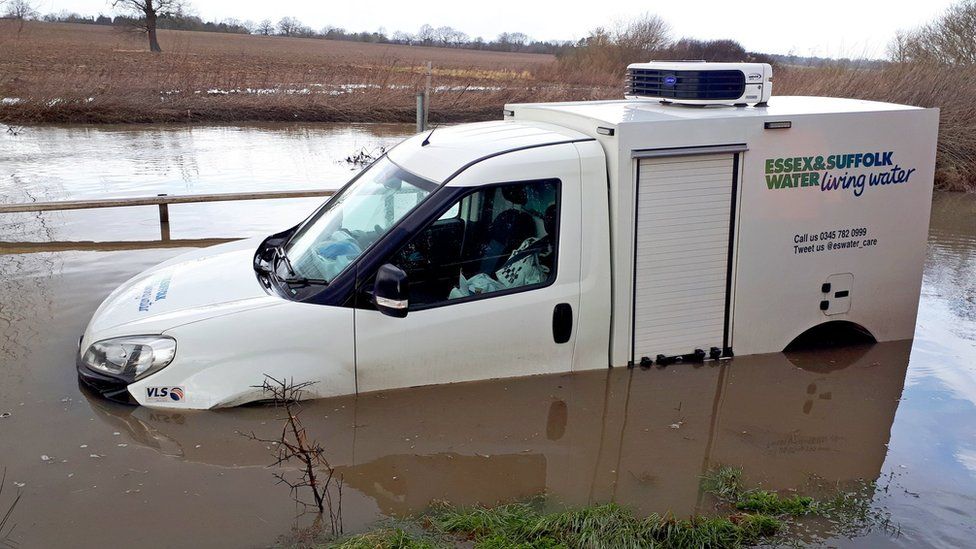 Essex and Suffolk Water van stuck
