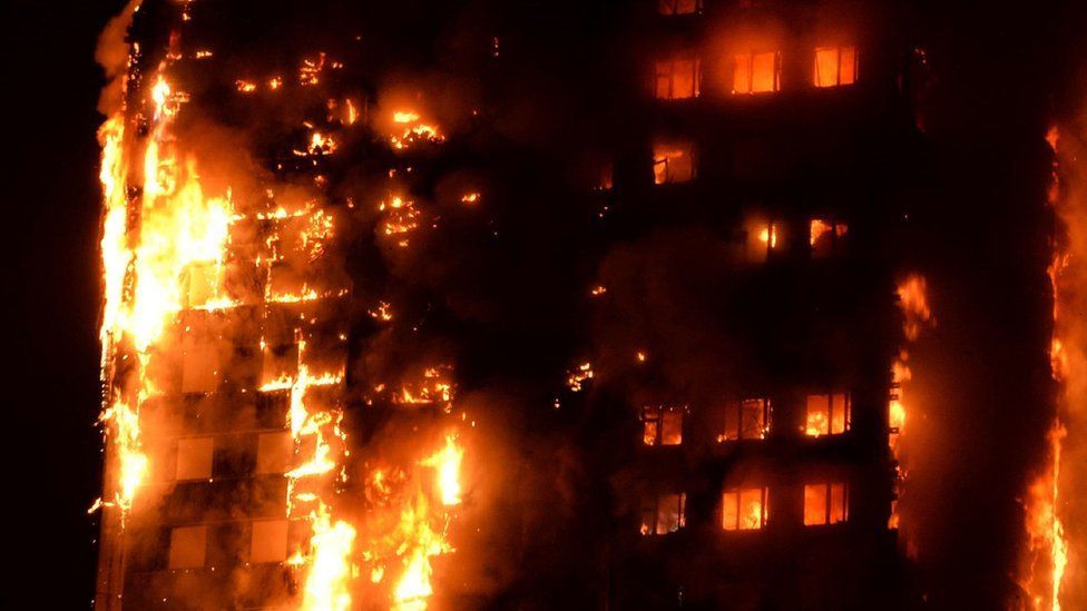 Flames engulfing Grenfell Tower