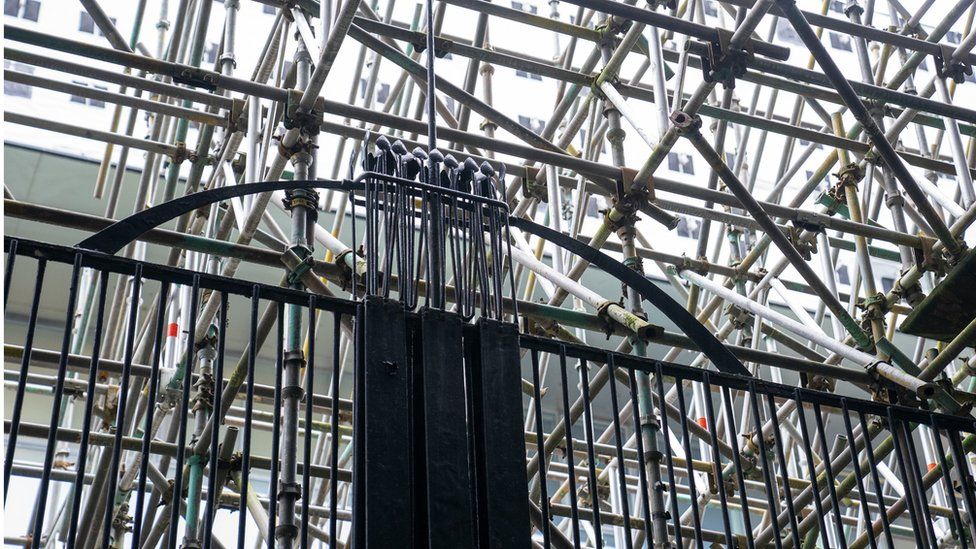 Part of the original Art Deco metal railings at the front of the Glasgow School of Art's Mackintosh building