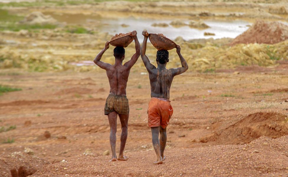 Gold miners work at an illegal mining operation in Abomosu, Ghana - Wednesday 14 June 2023