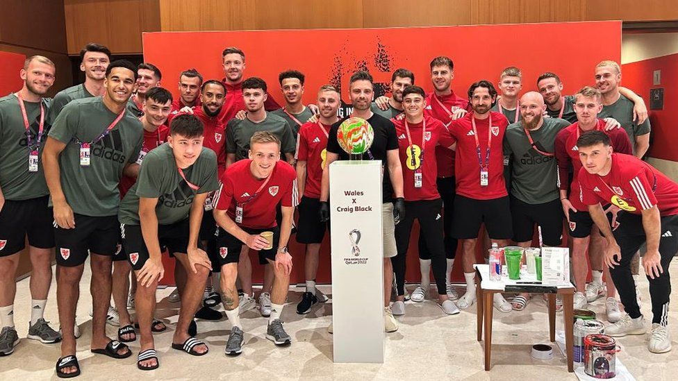Craig Black with Wales team at World Cup