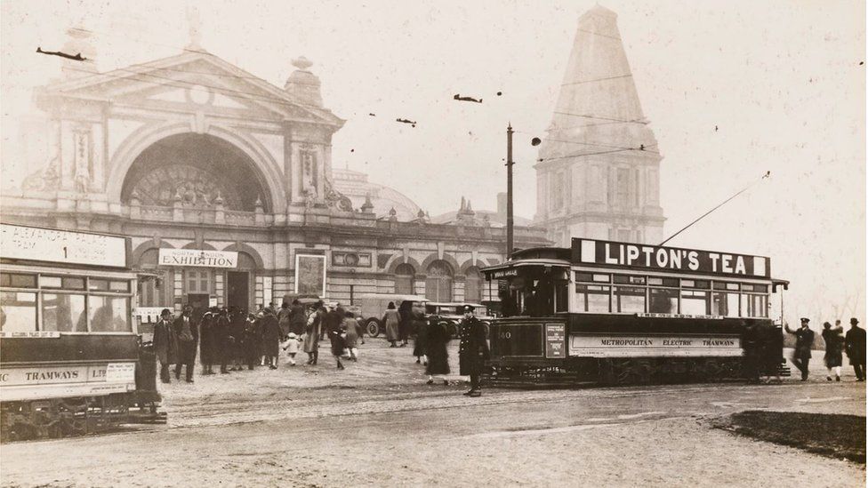 North East Office Building pictured behind the Lipton's tea tram