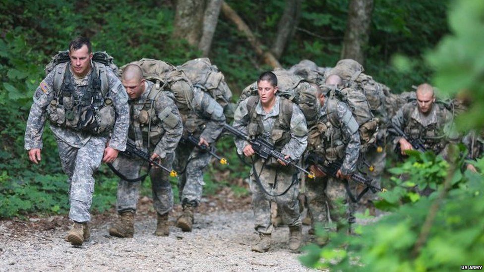 Soldiers conduct mountaineering training during the Ranger Course on Mount Yonah in Cleveland, Georgia, on 14 July
