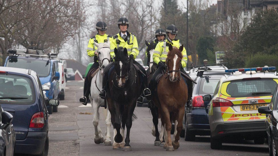 Police on horseback in Hither Green
