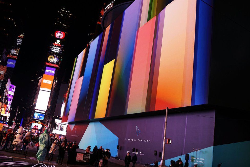 An eight-story digital advertising billboard in new York's Times Square