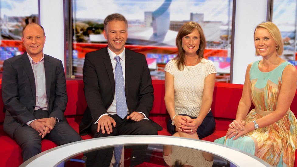 Richard Askam, Roger Johnson, Annabel Tiffin and Dianne Oxberry on the NWT sofa