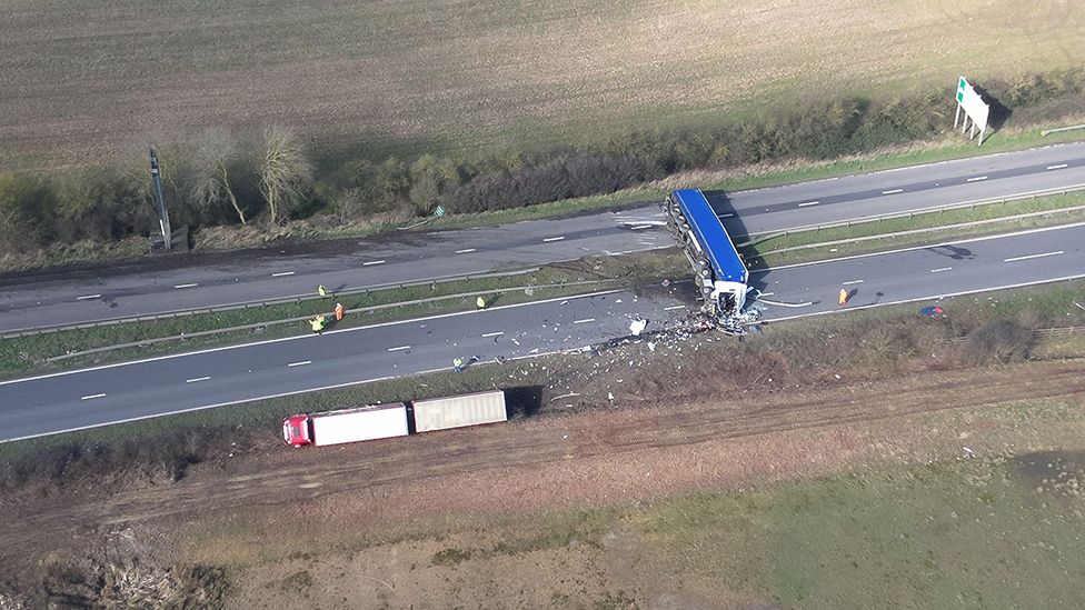 Aerial view of crash