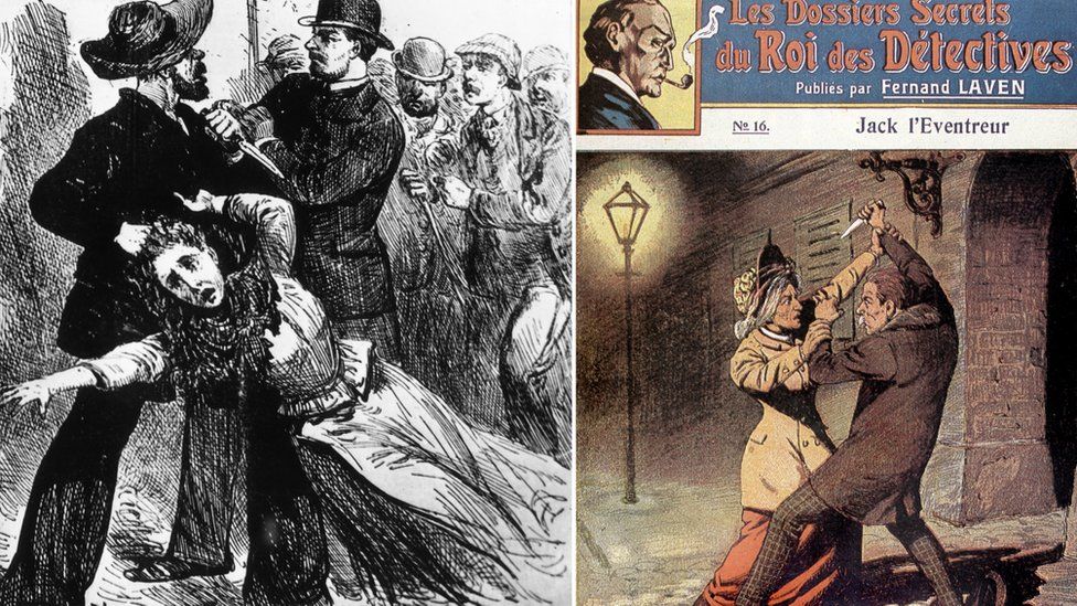 Illustrations from early 1900s about Jack the Ripper