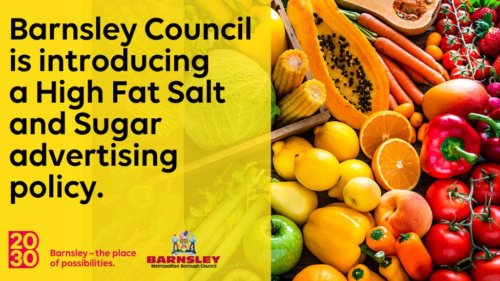 Barnsley junk food graphic announcing advertising stopping