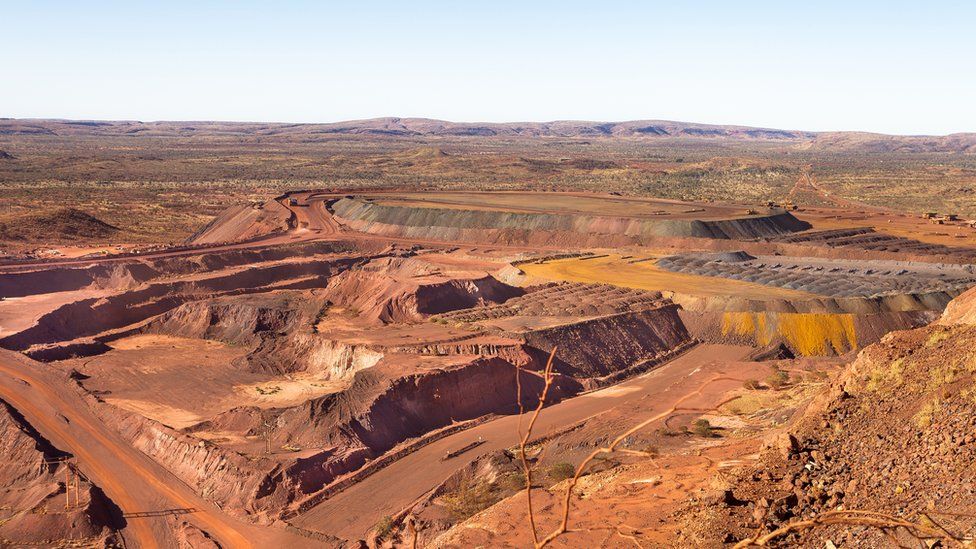 An iron ore mine at Newman in the outback Pilbara region of Western Australia