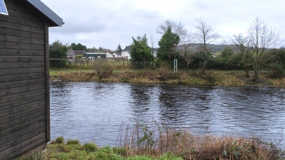 River level monitoring station on the River Cree at Newton Stewart in Dumfries and Galloway