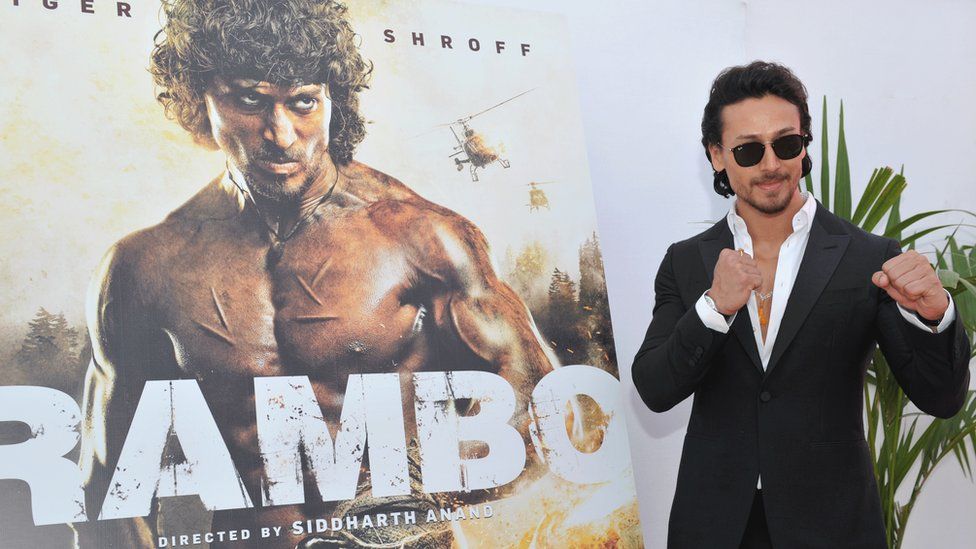 Shroff with Rambo poster