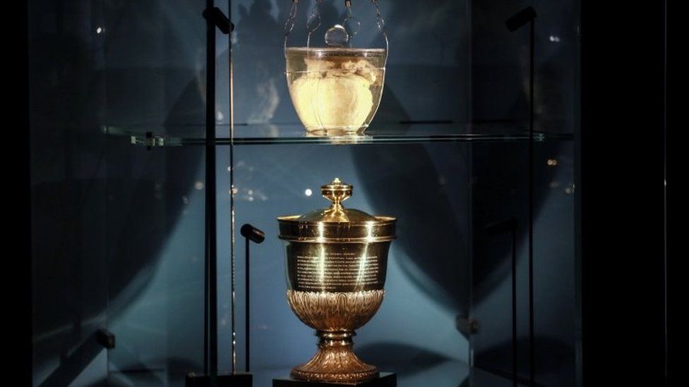 The heart of King Pedro IV of Portugal, also known as Dom Pedro I of Brazil (1798-1834) is on display for the first time at the Noble Hall of the Irmandade da Lapa in Porto, Portugal, 20 August 2022
