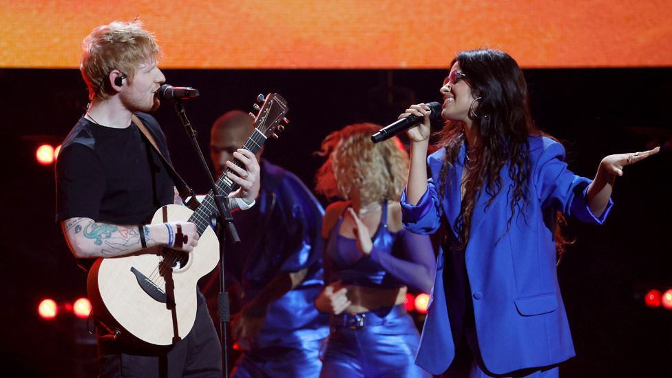 Ed Sheeran and Camila Cabello at the Concert For Ukraine