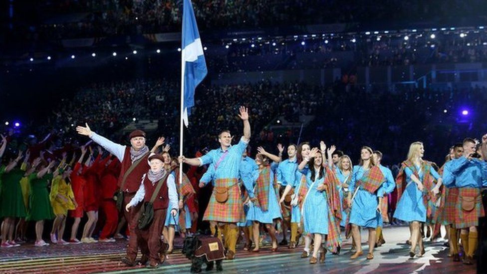 Team Scotland at the opening ceremony